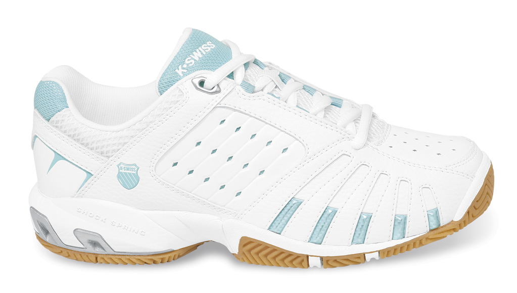 K-Swiss Forecourt Women's Shoe (White/Light Blue) - ONLY SIZE 10 LEFT IN STOCK